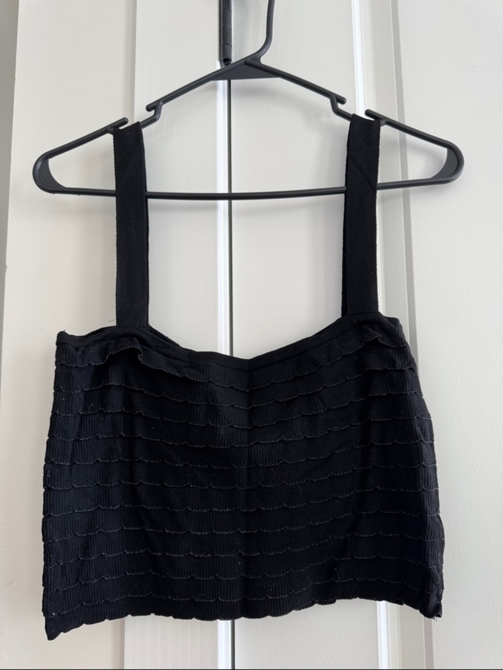 Zara Black Ruffled Knit Tank Top